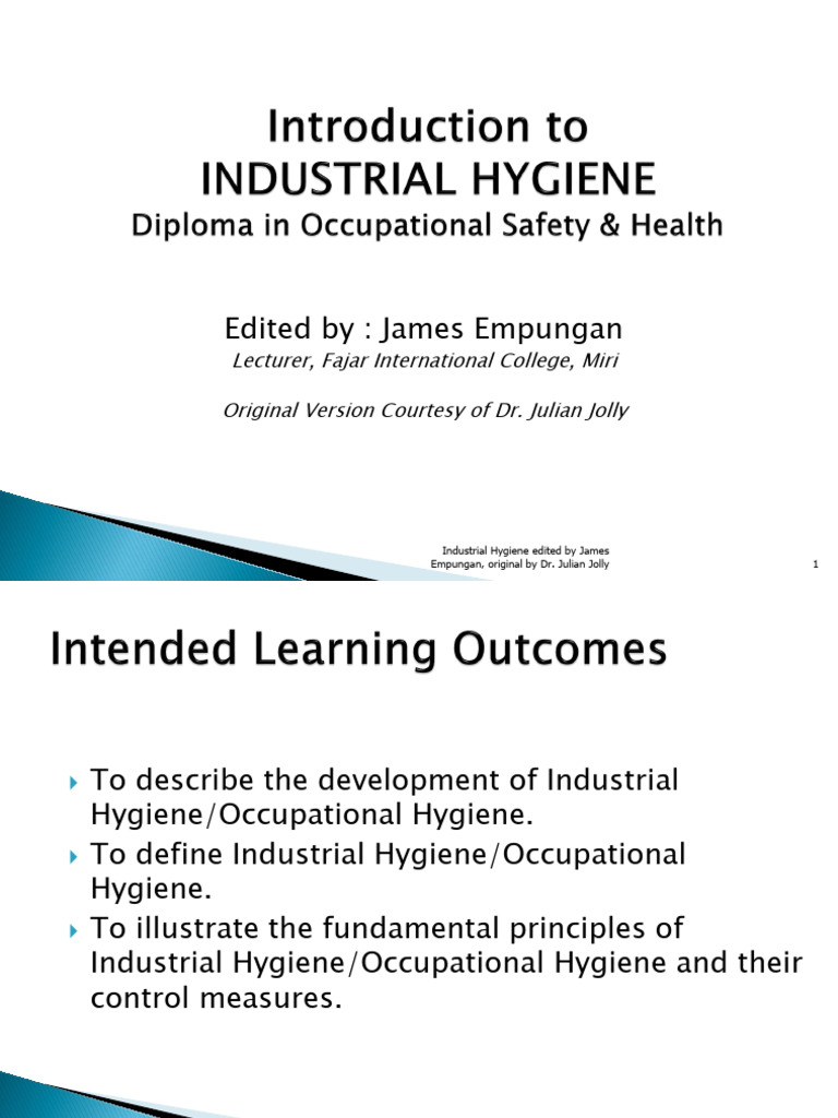 1industrial Hygiene Basic Principles | PDF | Occupational Hygiene | Safety