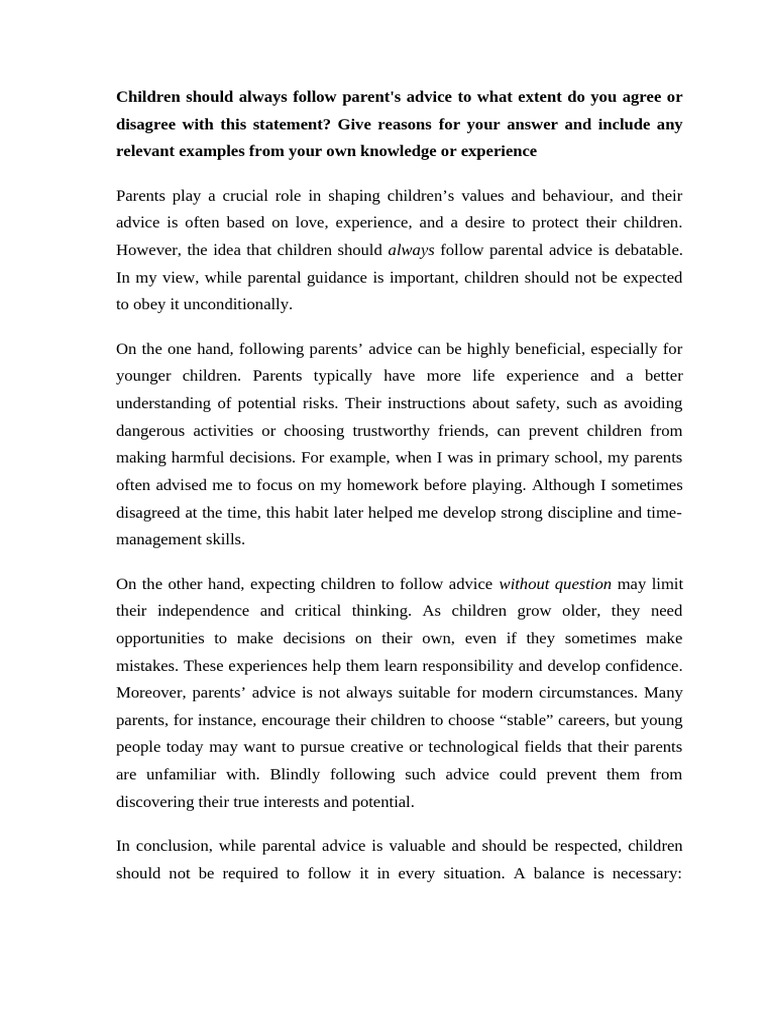 Parents Play A Crucial Role in Shaping Children | PDF