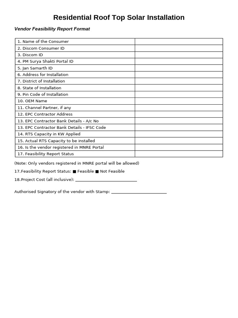 Solar Feasibility Form Editable | PDF