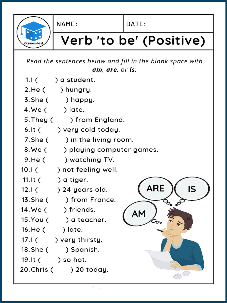Verb To Be Worksheet 1 | PDF