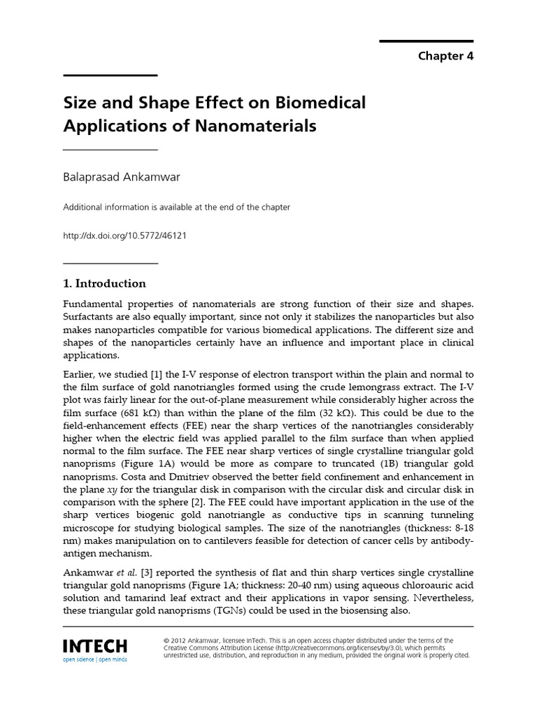 InTech-Size and Shape Effect On Biomedical Applications of ...