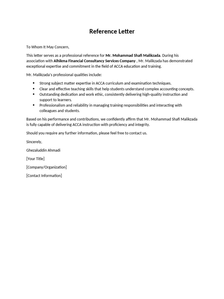 Reference Letter | PDF