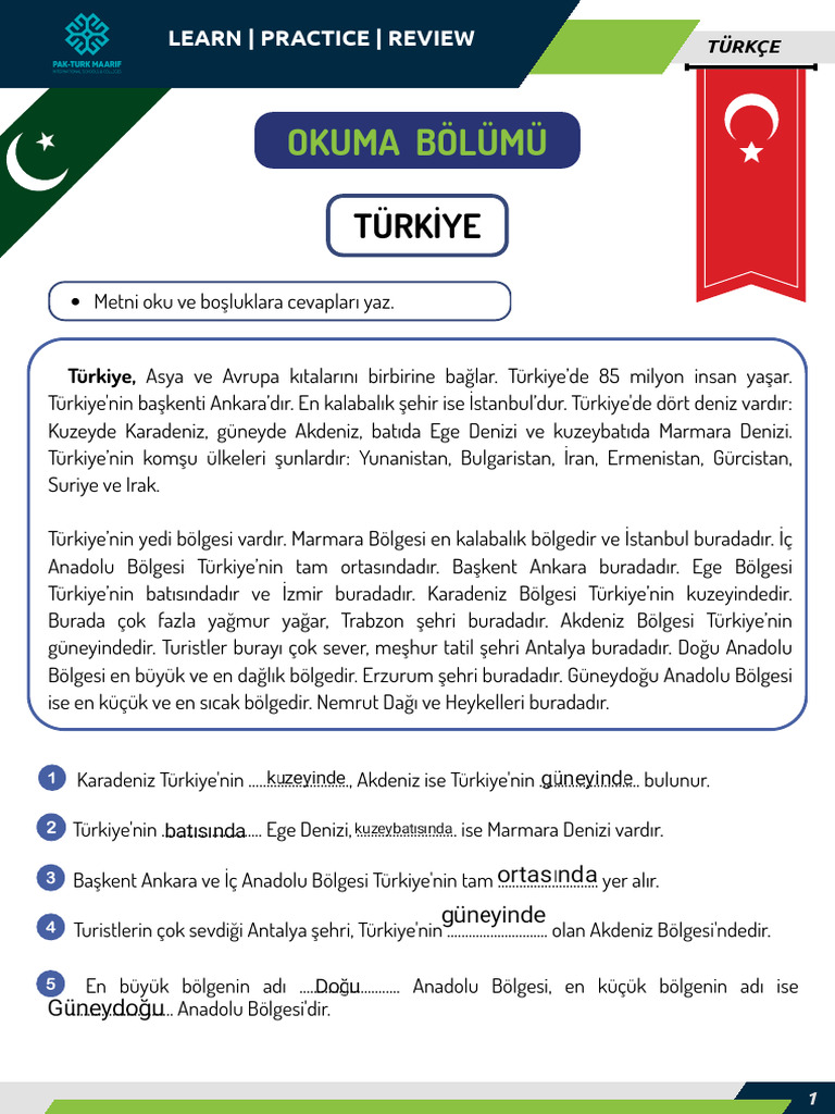 Türkçe Grade 7 3 | PDF