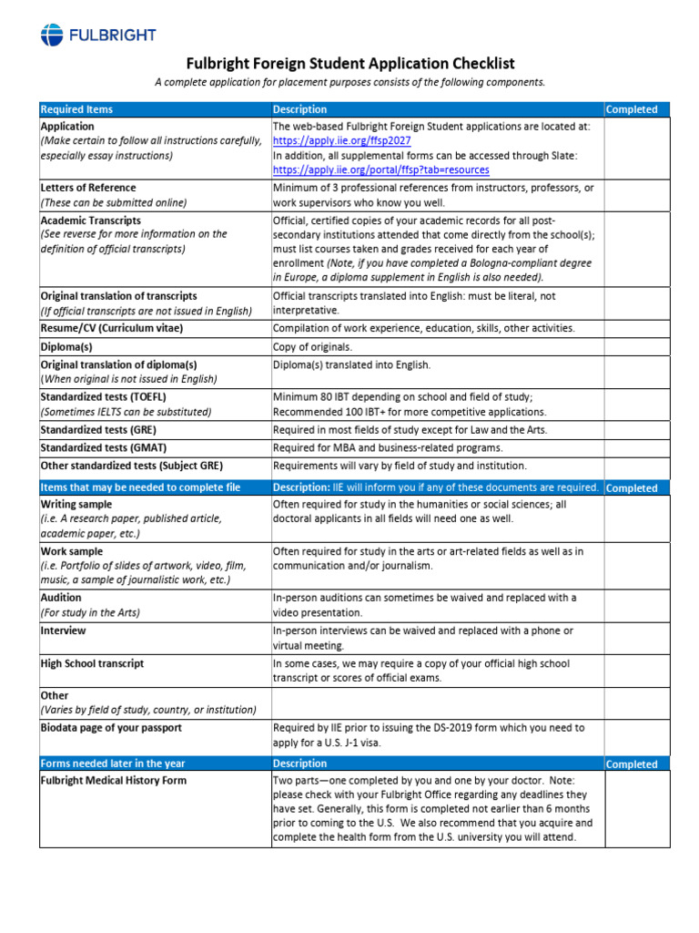 Application Checklist 1 | PDF