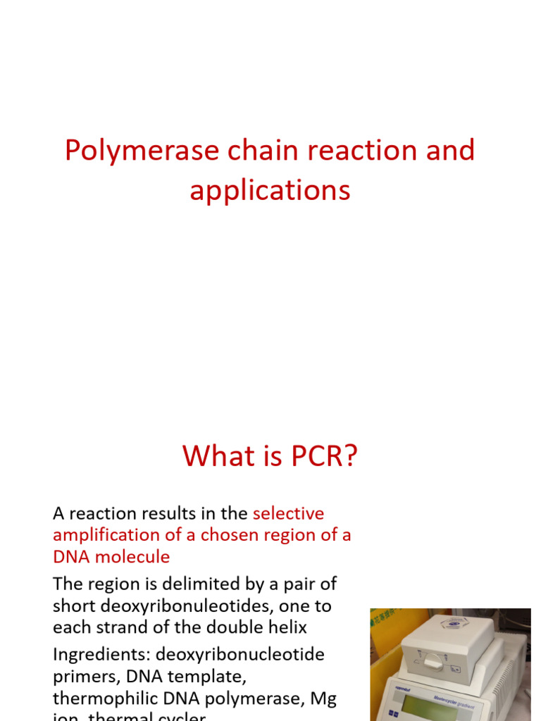 Polymerase Chain Reaction and Applications | PDF