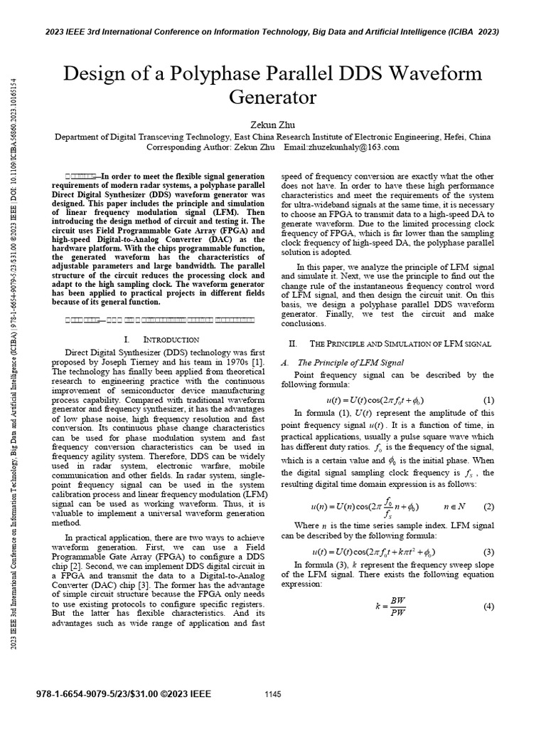 Design of A Polyphase Parallel DDS Waveform Generator | PDF | Phase ...