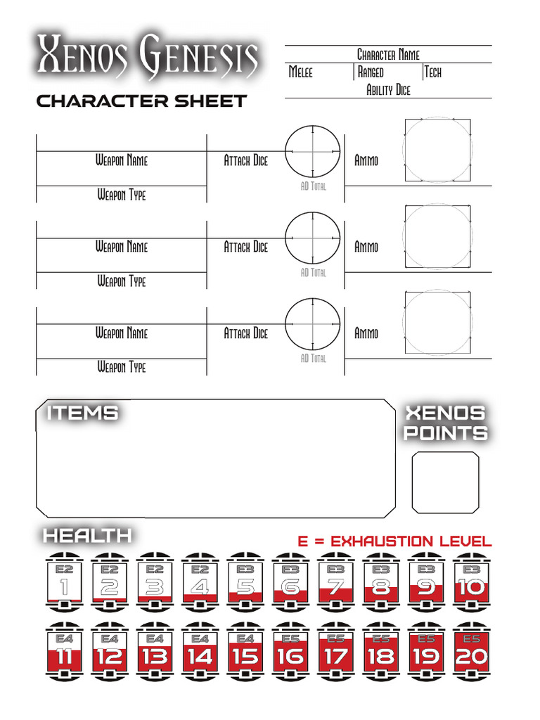Xenos Genesis Character Sheet | PDF