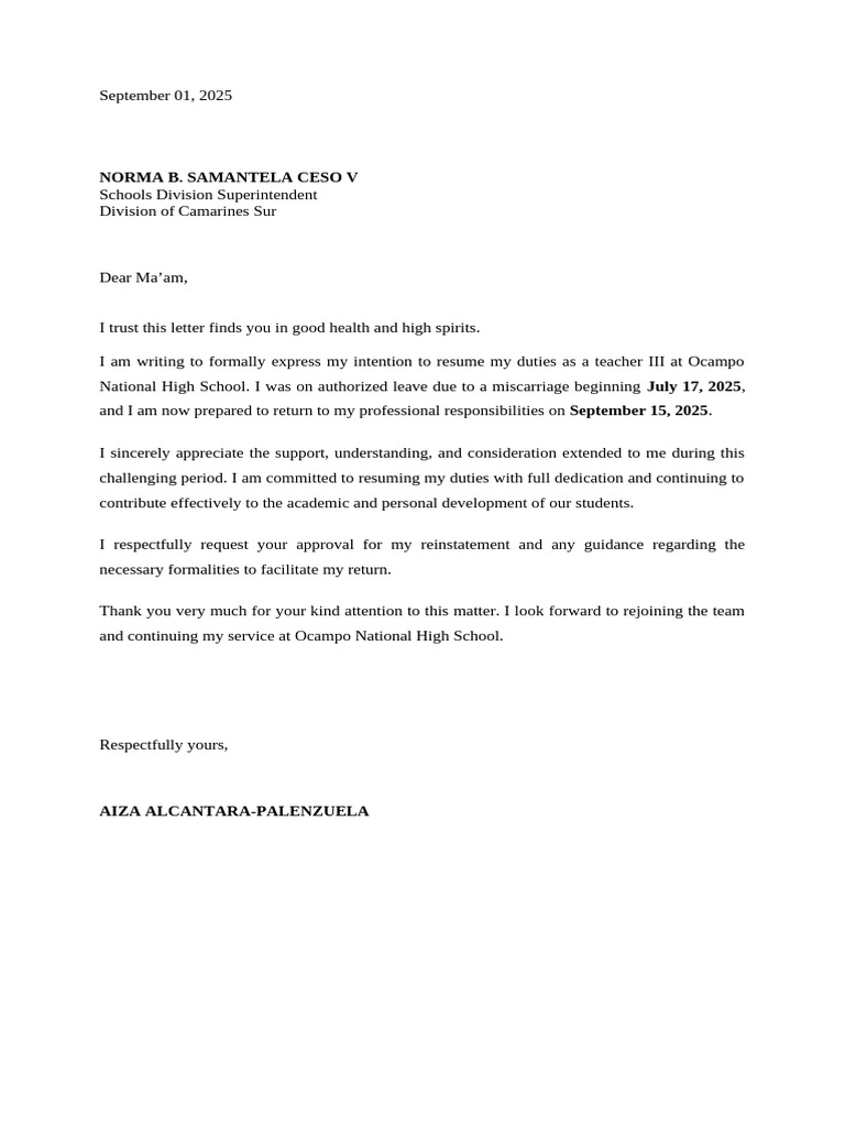 Reinstatement Letter | PDF