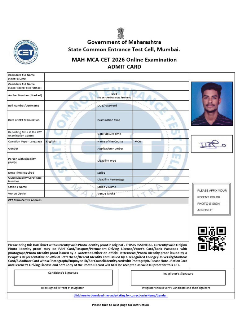 Government of Maharashtra State Common Entrance Test Cell, Mumbai. MAH ...