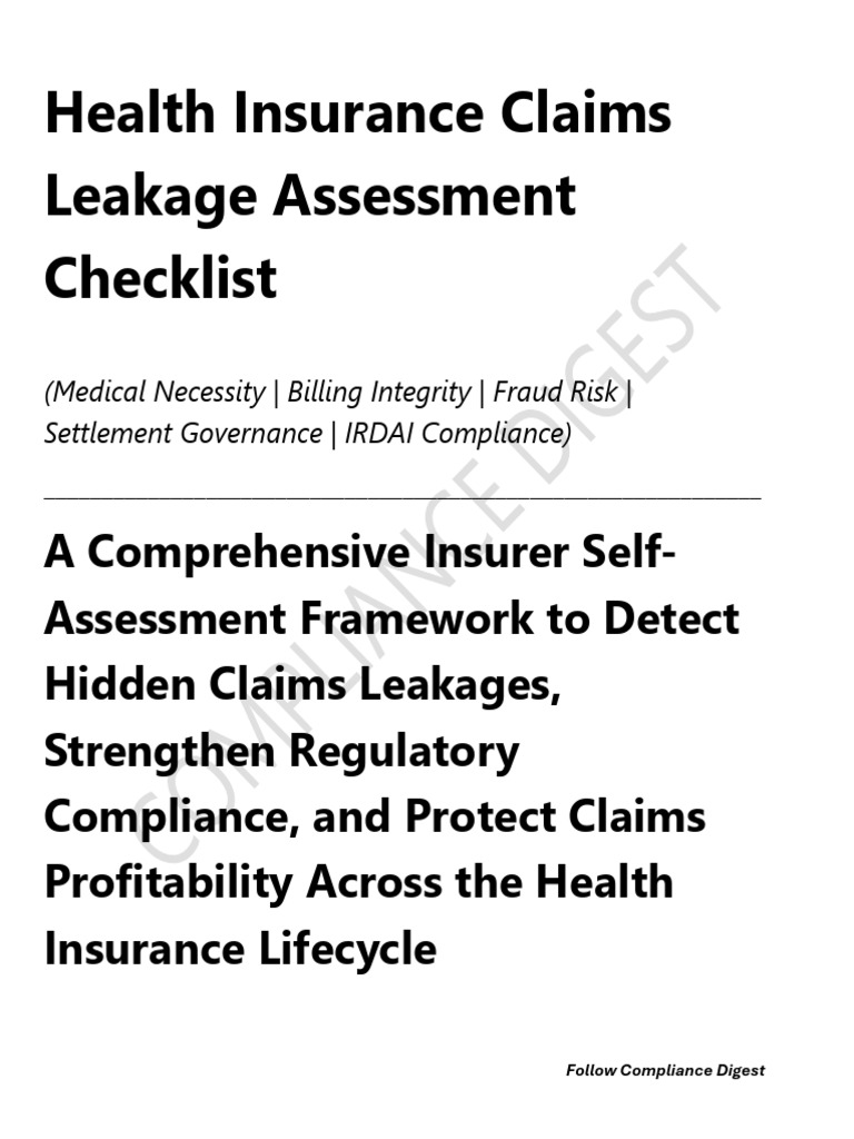 Checklist - Health Insurance Claims Leakage Assessment | PDF ...
