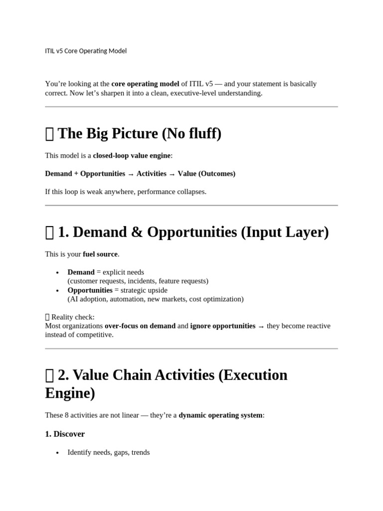 ITIL v5 Core Operating Model | PDF | Artificial Intelligence ...
