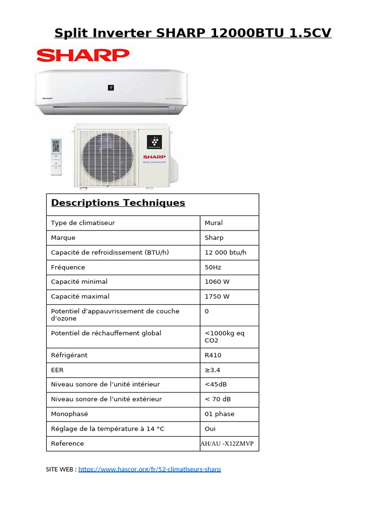 Split Inverter SHARP 12000BTU 1 | PDF