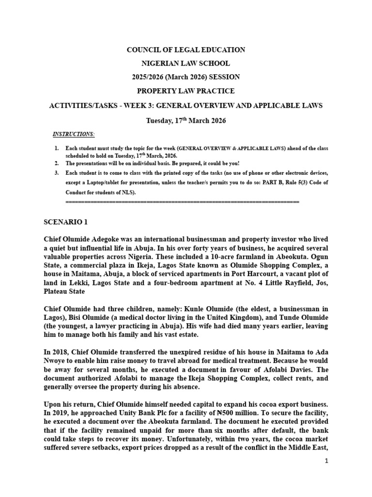 Class Tasks - Week 3 - General Overview & Applicable Laws - 2026 | PDF ...