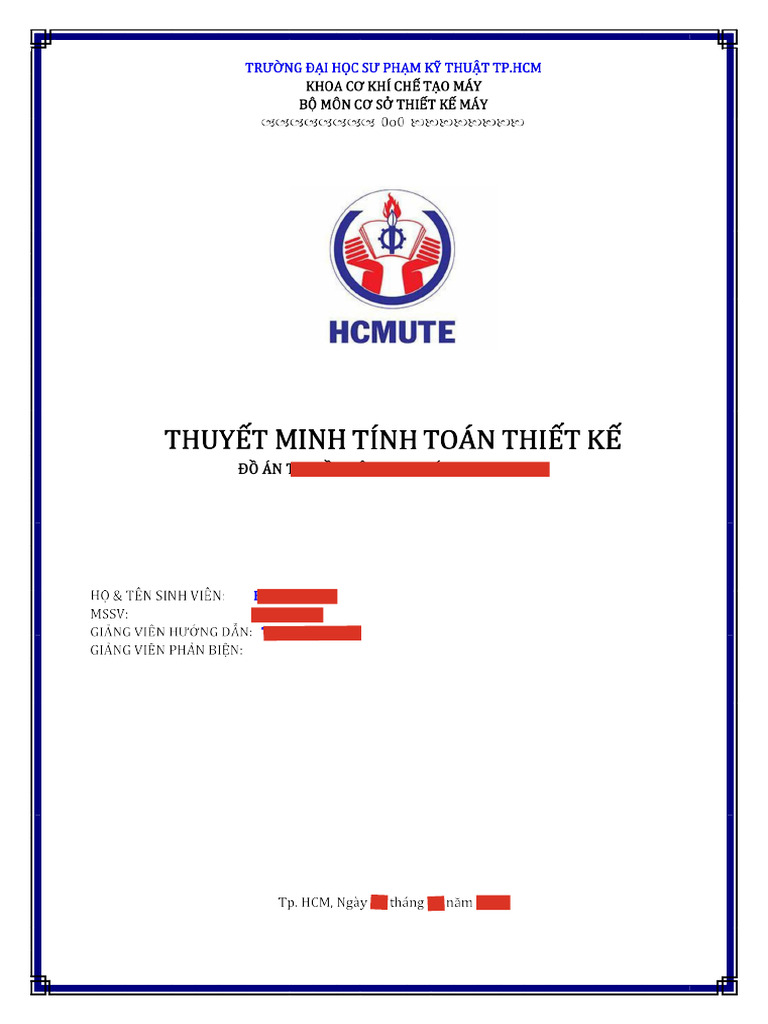 Thuyet Minh Do An TKM TDCK Tham Khao | PDF