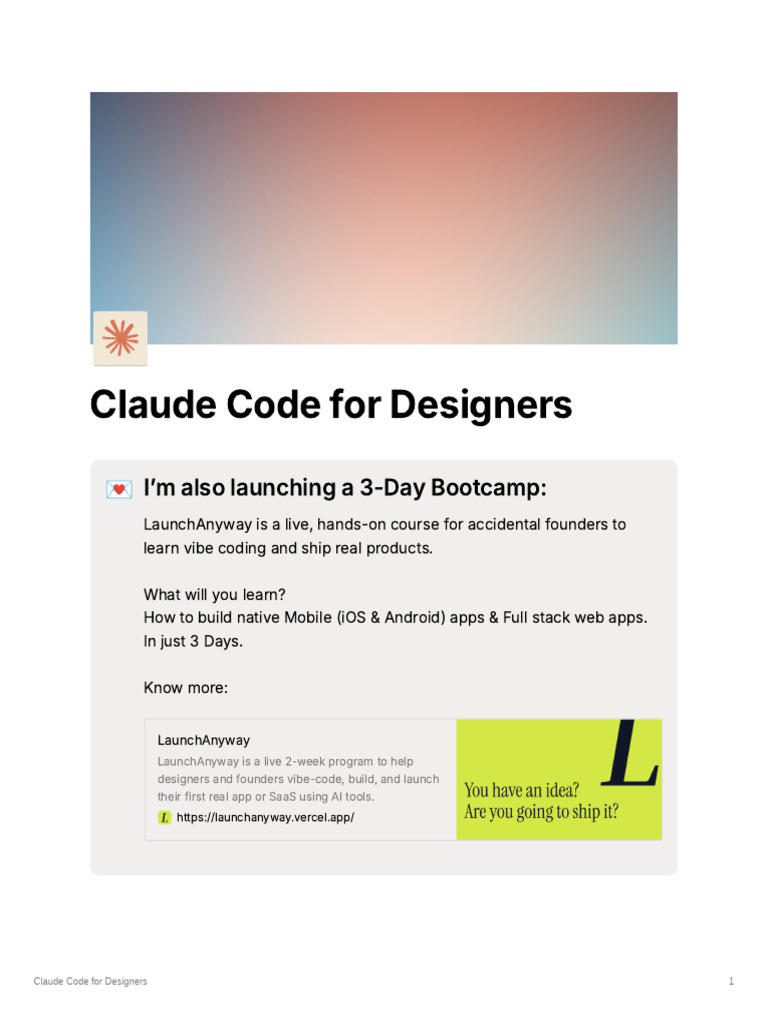 Claude Code For Designers | PDF | Mobile App | Computer Science