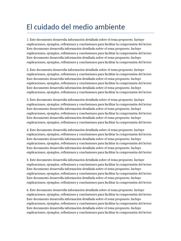 El Cuidado Del Medio Ambiente | PDF