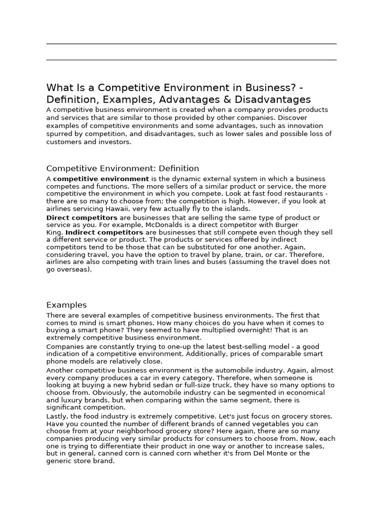 Vompetitive Environment | PDF