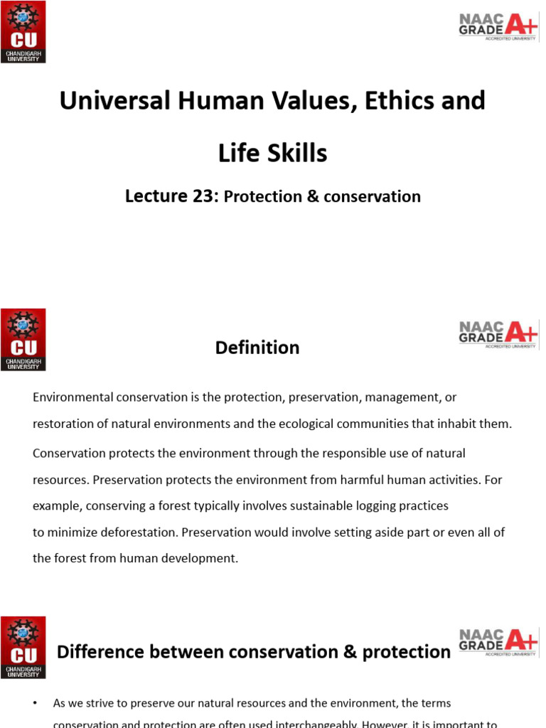 Lecture 23 - Protection Conservation - PPT | PDF | Sustainability ...