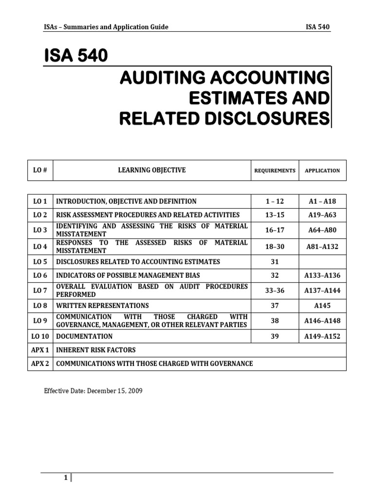 ISA 540 | PDF | Audit | Internal Control
