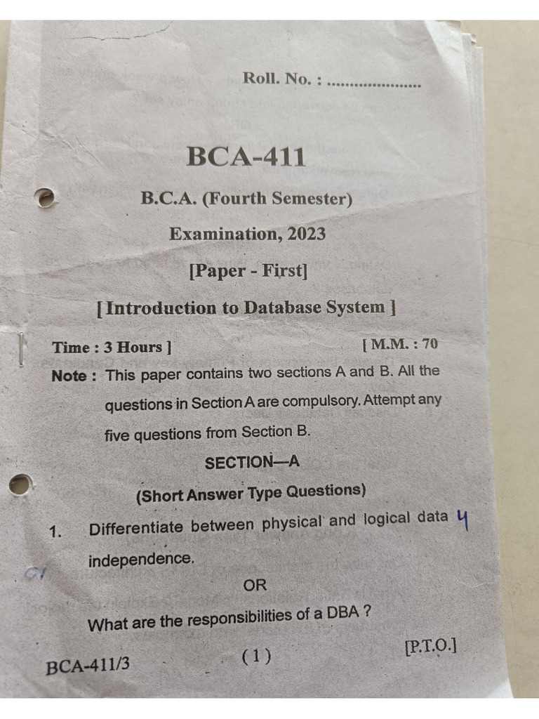 Bca Question Paper | PDF