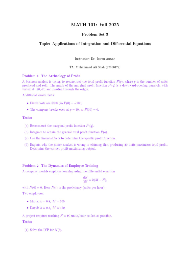 MATH 101 Problem Set 3 | PDF | Function (Mathematics) | Mathematics