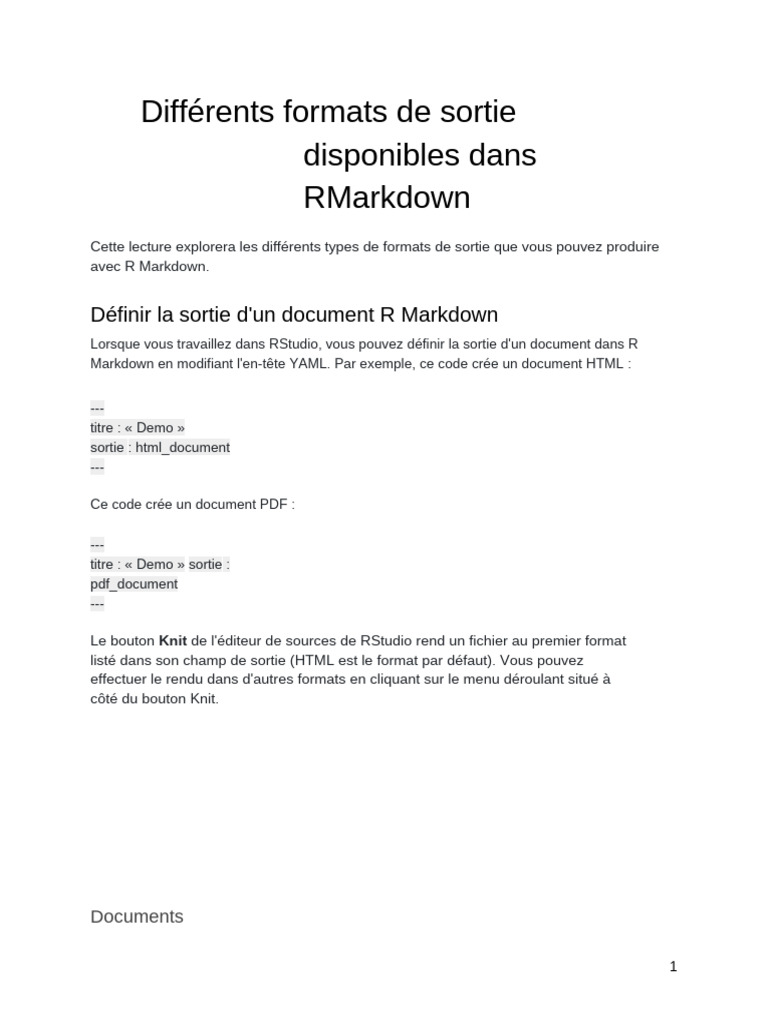 Format R Markdown | PDF