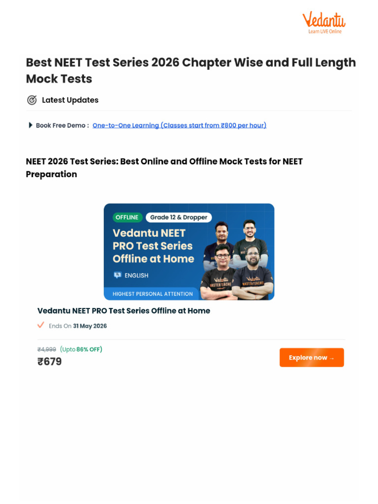 Best NEET Test Series 2026 Chapter Wise and Full Length Mock Tests | PDF
