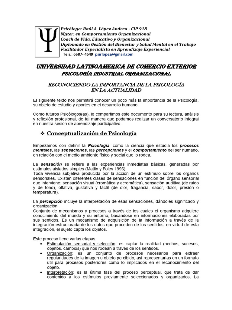 Reconociendo La Importancia de La Psicología en La Actualidad - Prof ...