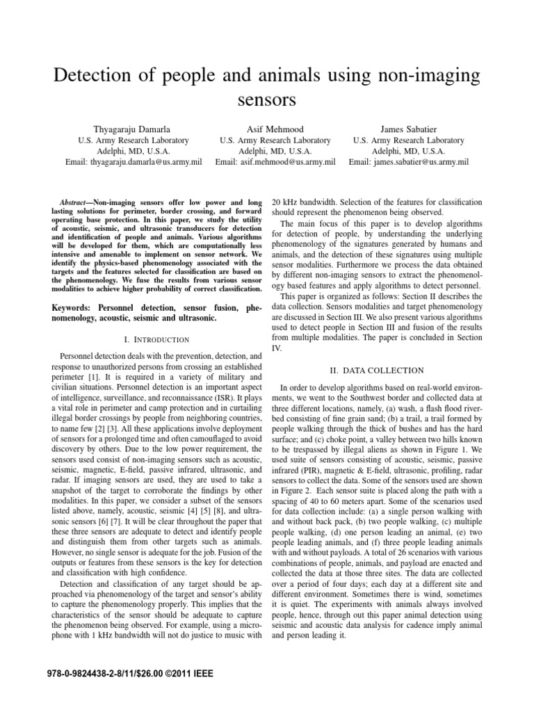 Detection of People and Animals Using Non-Imaging Sensors | PDF | Human ...