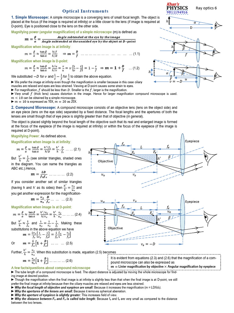 Ray Optics 6, 7 - Optical Instruments | PDF | Optics | Light