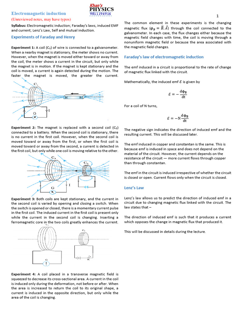 Electromagnetic Induction 1 | PDF | Electromagnetic Induction | Inductor