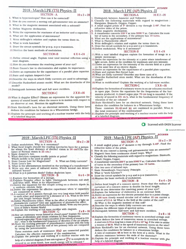 Sr-Physics Previous Papers | PDF