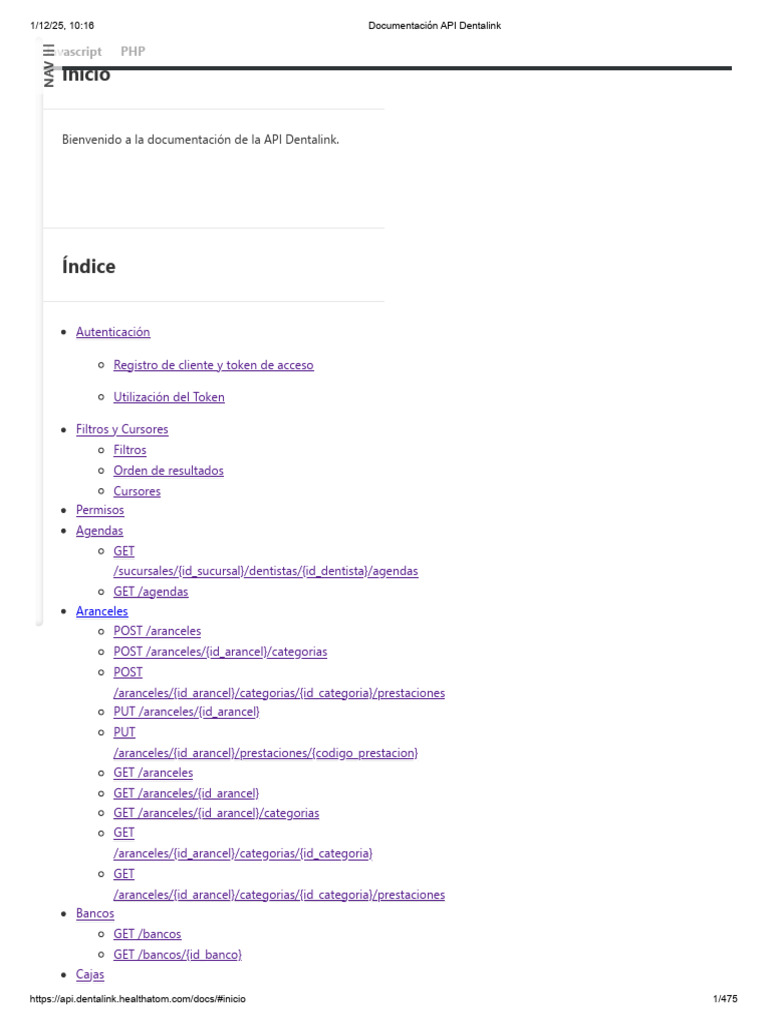 Documentación API Dentalink | PDF | Json | Software