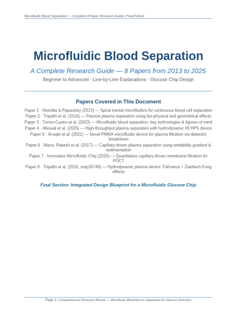 Microfluidic Blood Separation Complete 8papers Final | PDF | Blood ...