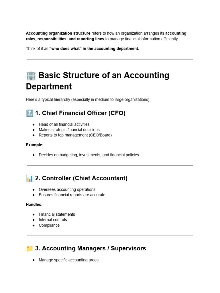 Accounting Organisation Structure | PDF | Accounting | Internal Control