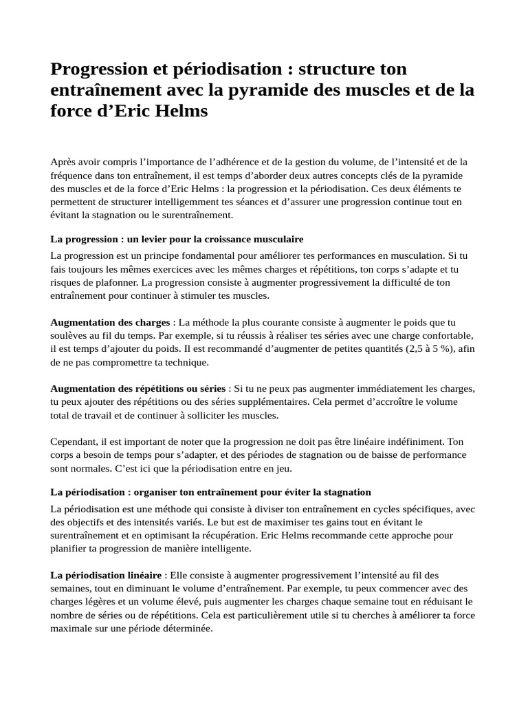 2 Progression Et Périodisation Structure Ton Entraînement Avec La ...