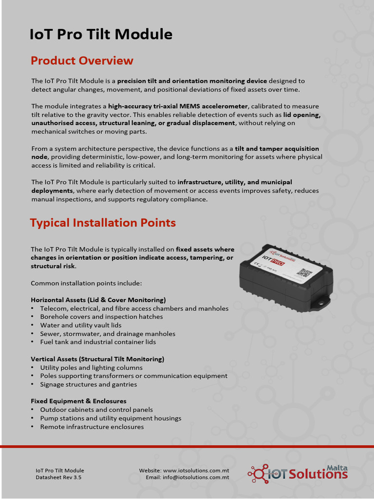 Datasheet Iotpro Tilt Module 3 5 | PDF | Internet Of Things | Wi Fi