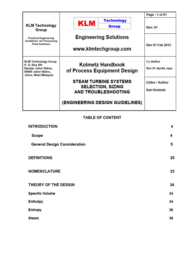 Engineering Design Guidelines Steam Turbine Systems Rev1.3web | PDF ...