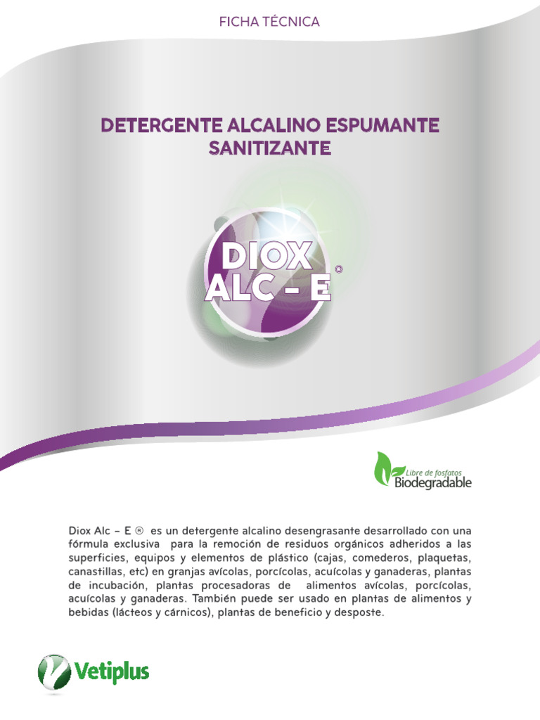 Ficha Tecnica Diox Alc E | PDF | Agua | Detergente