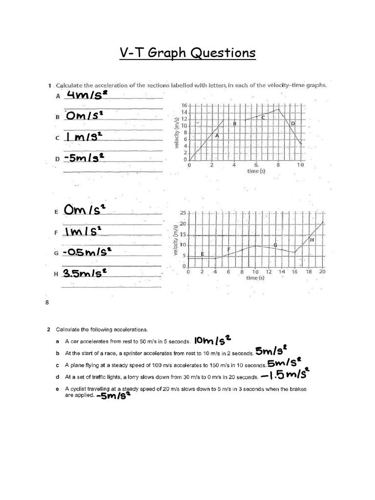 V-T Graph Questions | PDF