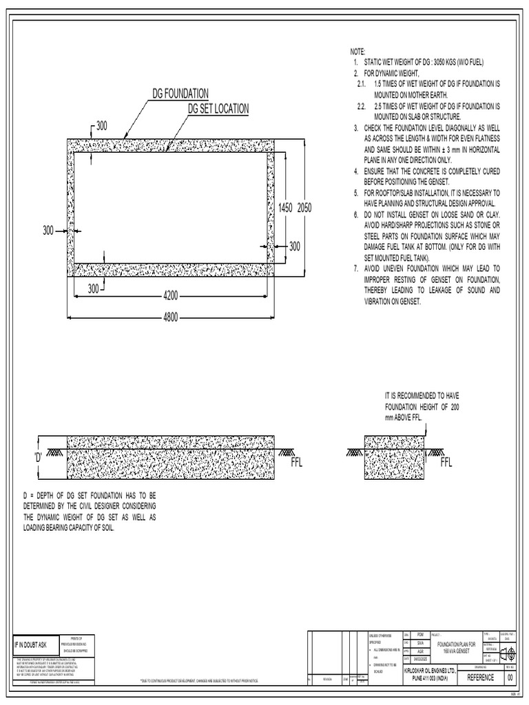 6H.5475.00.00 - GENSET FOUNDATION LAYOUT FOR 160 KVA-Model | PDF ...