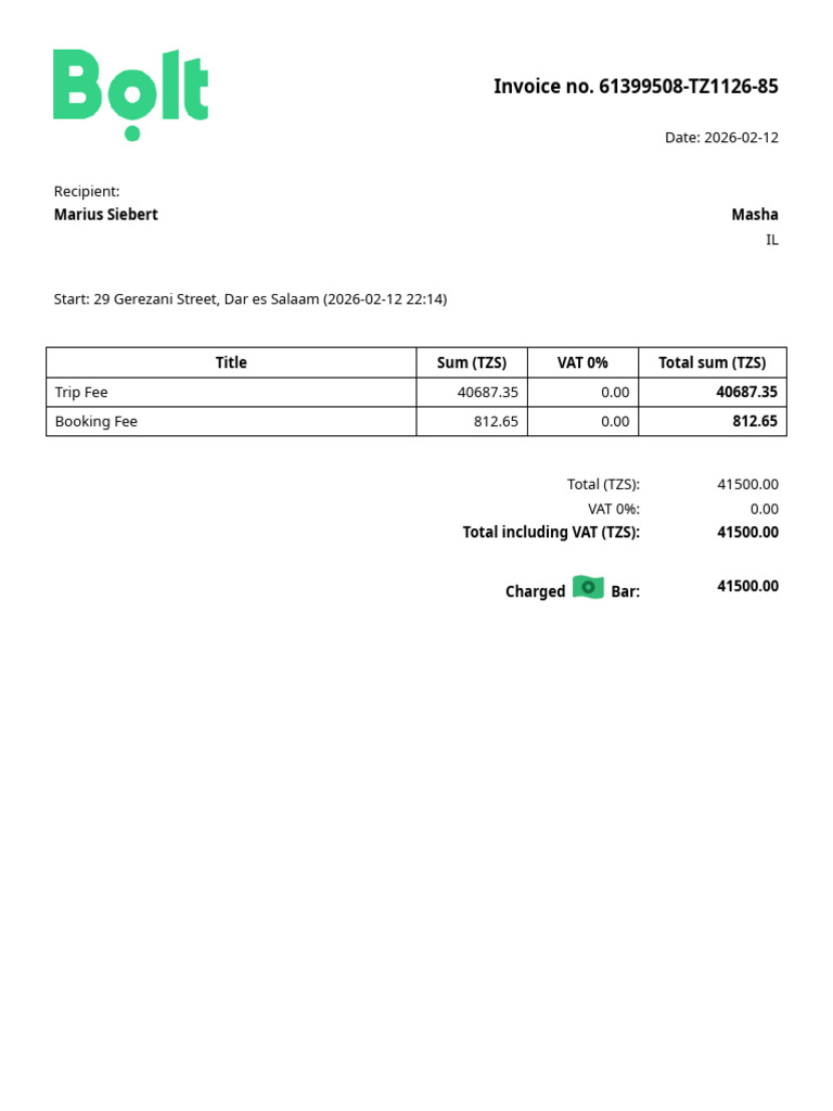 Bolt Receipt Marius | PDF