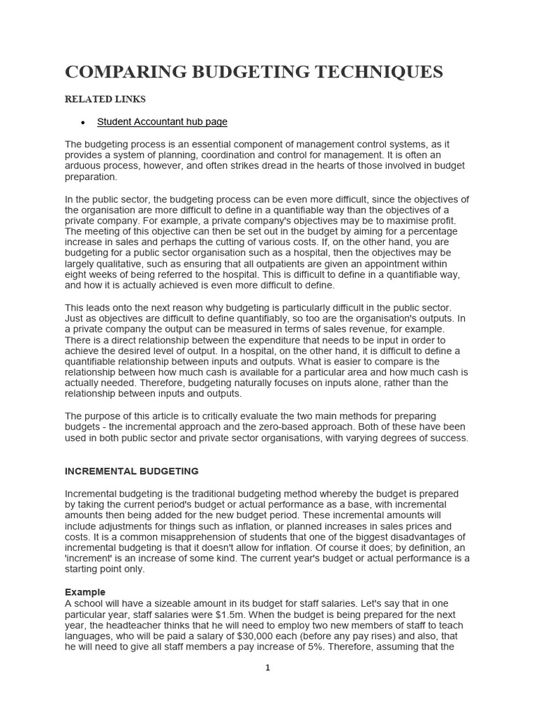 Comparing Budgeting Techniques | PDF | Budget | Economies