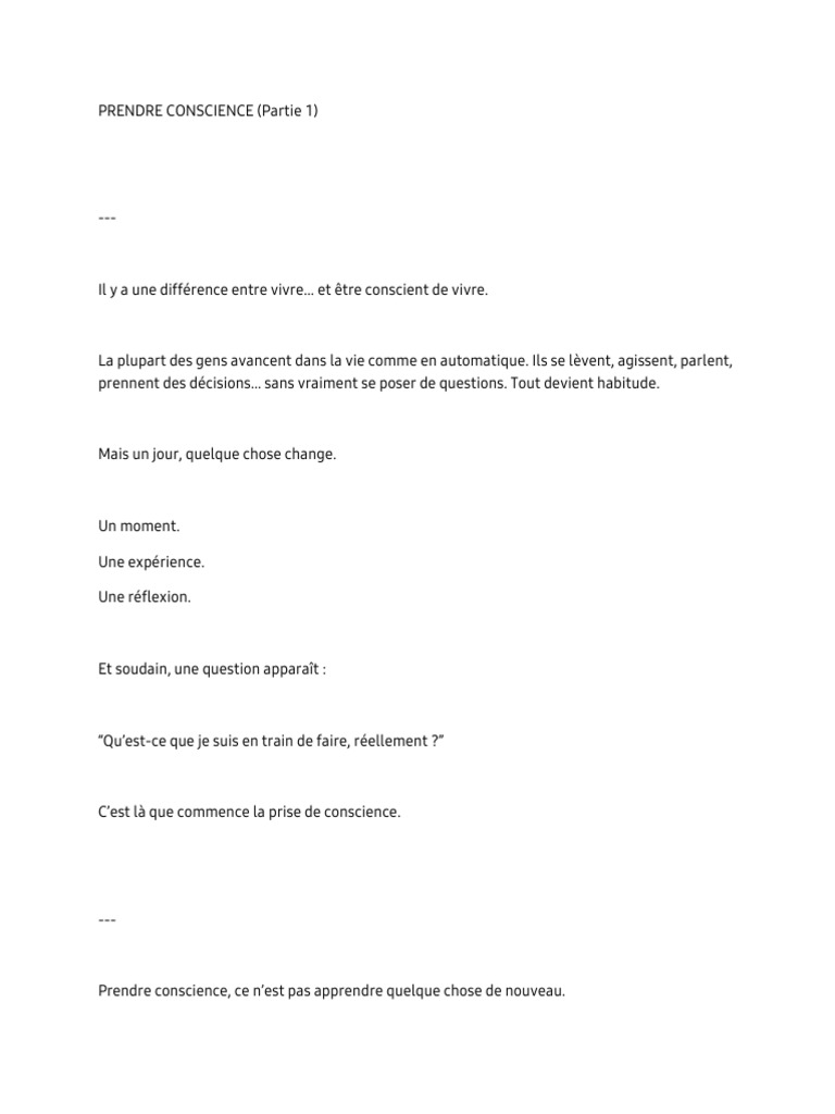 Prendre Consci | PDF | Conscience | Liberté