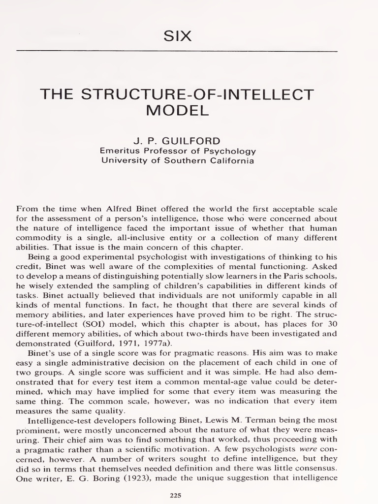 Structure of Intellect Model | PDF