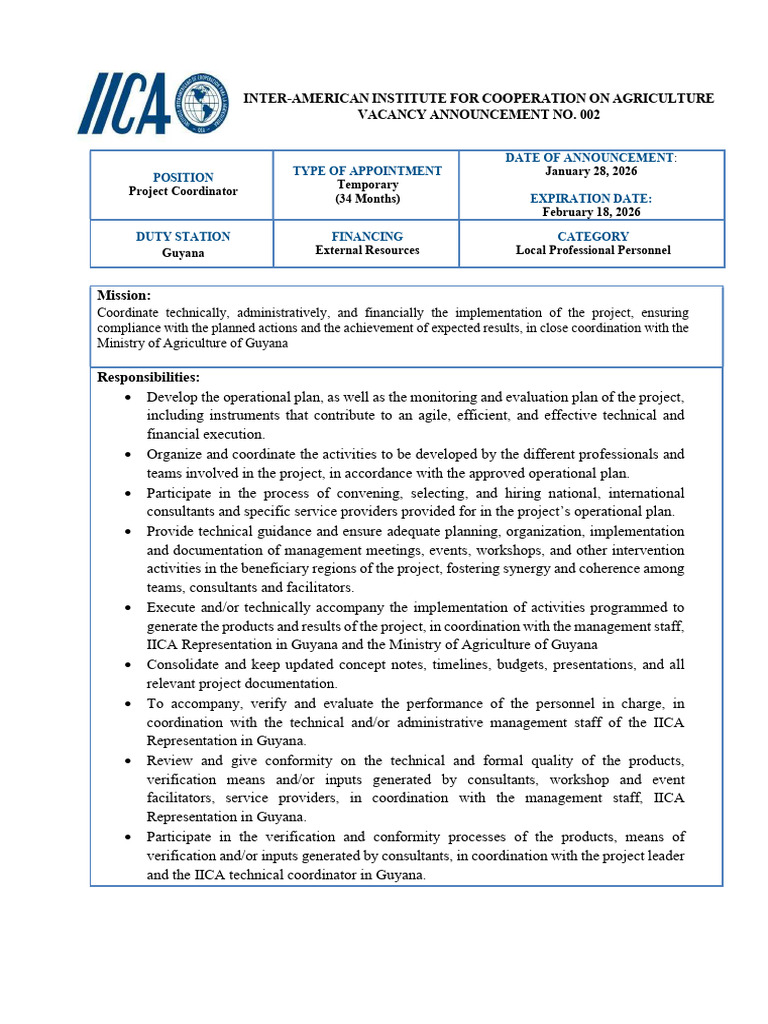 GTH GY 03 2026 Project Coordinator | PDF | Project Management | Business