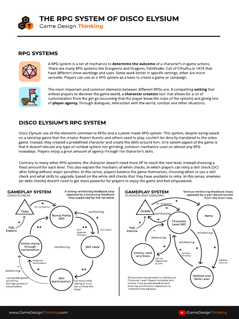 1 Page Summary RPG System Disco Elysium Game Design Thinking | PDF ...