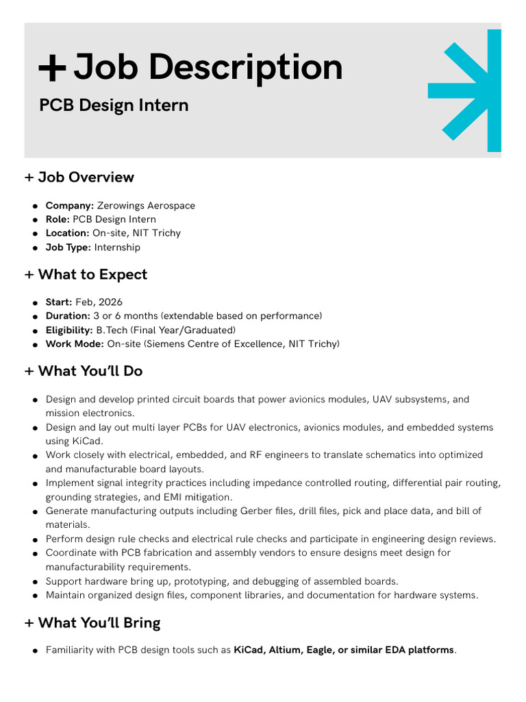 JD PCB Design Intern | PDF | Printed Circuit Board | Electronic Engineering