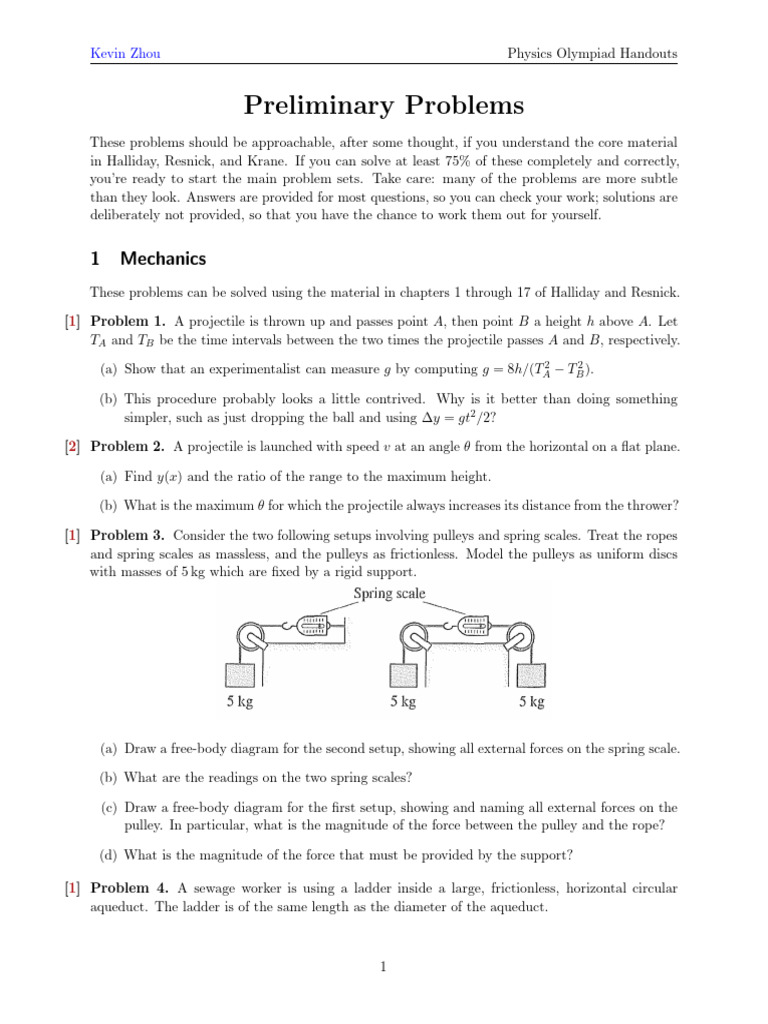 1.prelim Problem Set (All) | PDF | Orbit | Force
