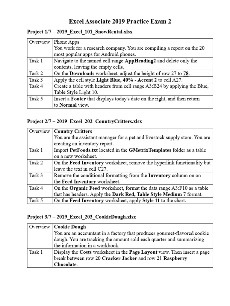 Excel Associate 2019 Practice Exam 2 | PDF | Microsoft Excel | Worksheet